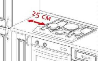 Какое расстояние должно быть от газовой плиты до шкафа