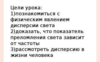 Признак который характерен для явления дисперсии