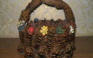 Как сделать корзину из шишек