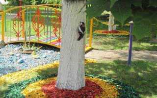 Чем покрасить щепу для мульчирования самому