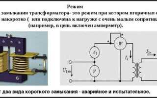 Что означает режим короткого замыкания трансформатора