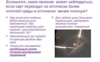 Вода среда оптически менее плотная чем воздух