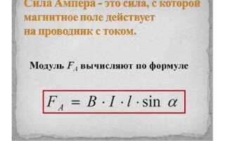 Как определить направление силы ампера