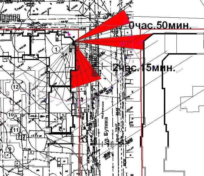 Привязка инсоляционной линейки к объектам чертежа