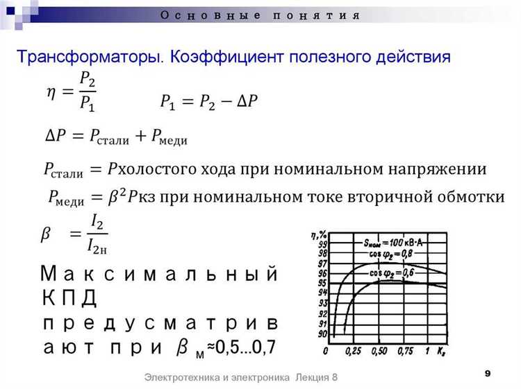 Учет коэффициента мощности для расчета трансформатора