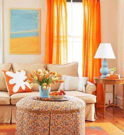 Какой цвет штор подойдет к персиковым обоям