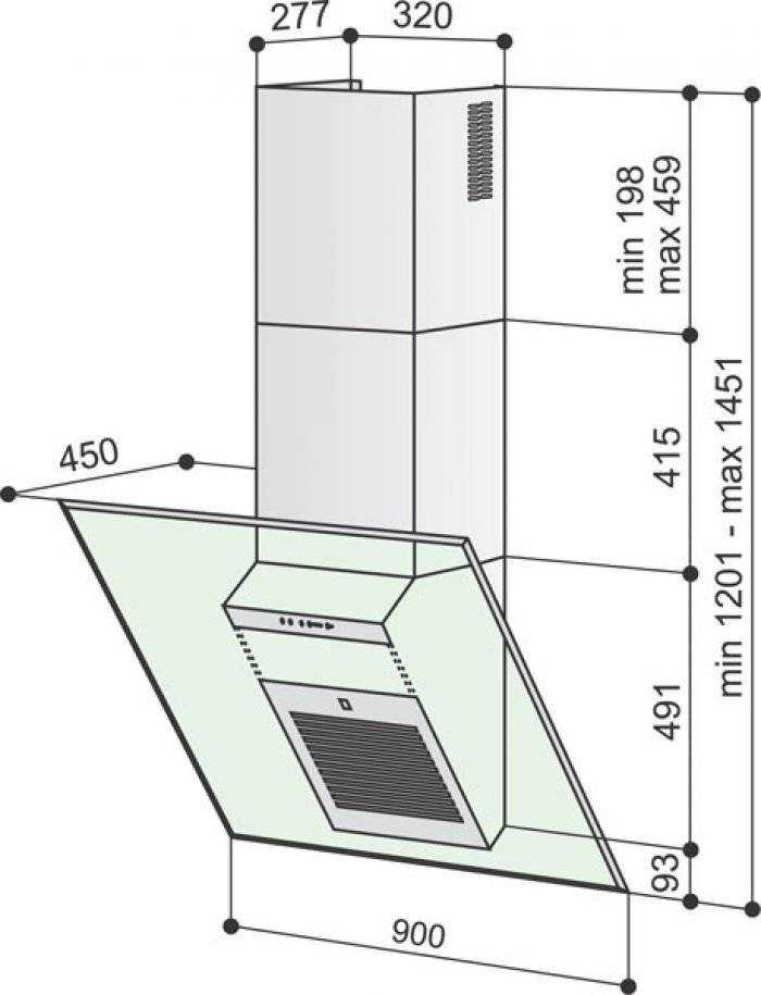 Изменение высоты установки в зависимости от типа вытяжки