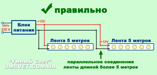 Правила подключения параллельных цепей к блоку питания
