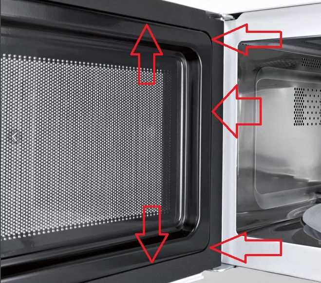 Отсоединение внутренней панели и уплотнителя дверцы