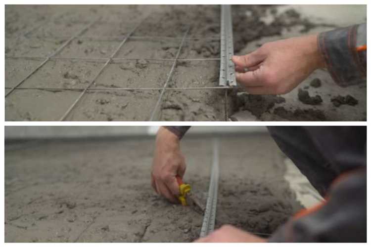 Разметка уровня будущего пола с помощью лазерного нивелира