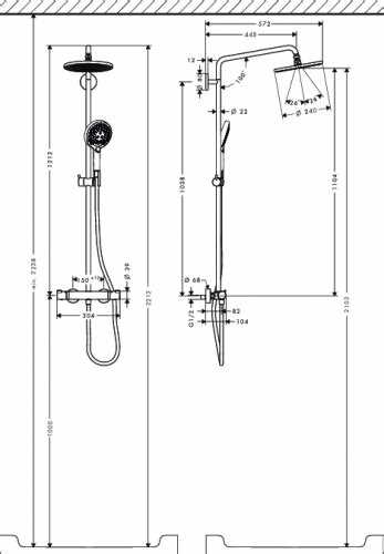 На какой высоте вешать душевую стойку