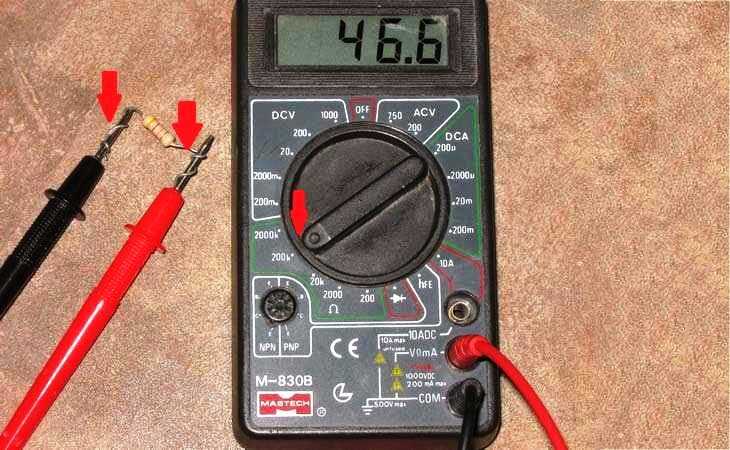 Измерение сопротивления датчика в разомкнутой цепи